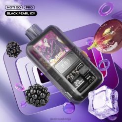 MOTI Go Pro vienreizējās lietošanas tvaiki (5%, 12000 uzpūtienu) 628D012 MOTI vape riga melnā pērle ledaina